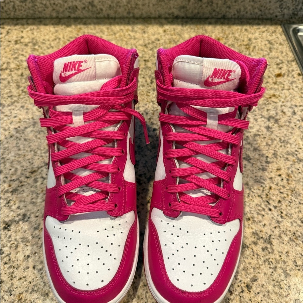 Nike Women's Fuchsia and White High-Top Sneakers